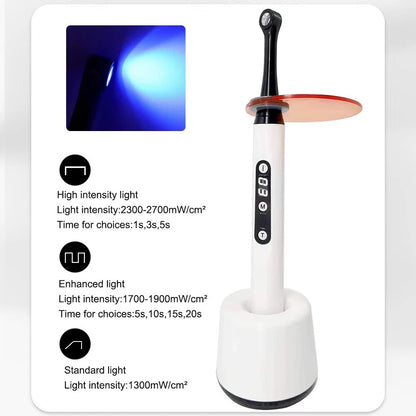 Dental curing light with settings