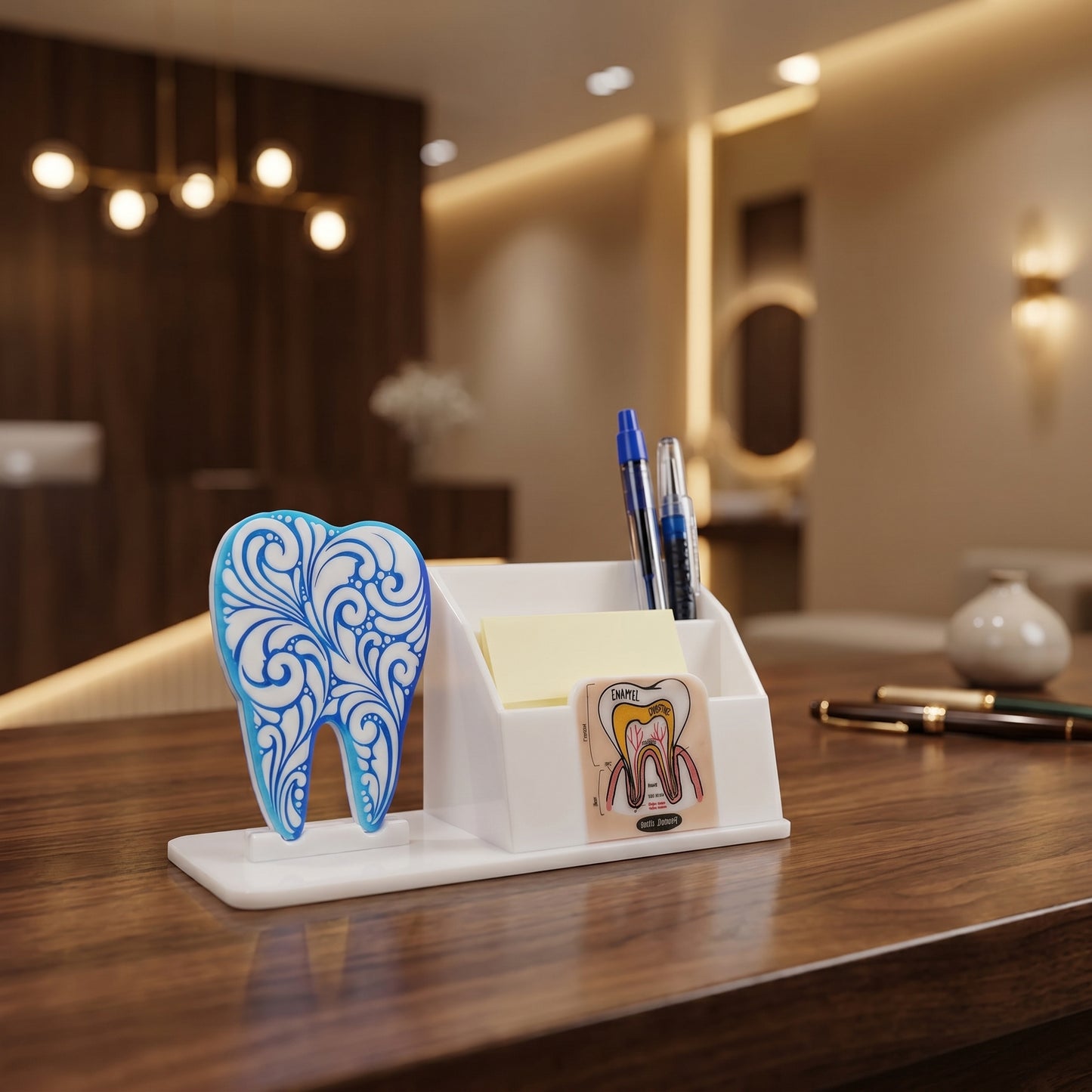 Dental Pen & Sticky Notes Holder - For Reception Desk