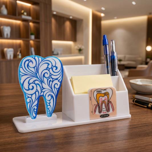 Dental Pen & Sticky Notes Holder - For Reception Desk