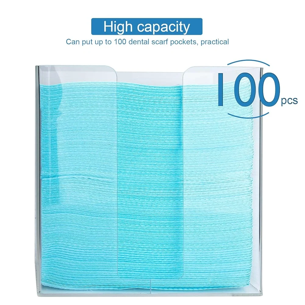 Transparent dental napkin storage case; multi-load bib dispenser for professional orthodontic offices.
