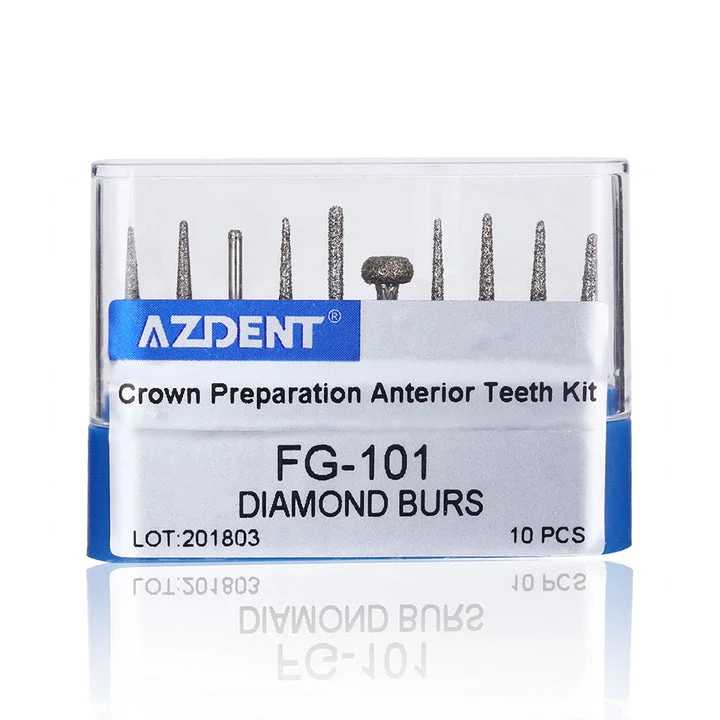 AZDENT Dental Diamond Bur FG-101 For Crown Preparation Anterior Teeth Kit