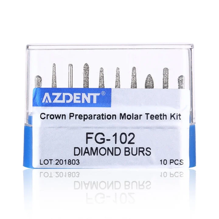 AZDENT Dental Diamond Bur FG-102 For Crown Preparation Molar Teeth Kit