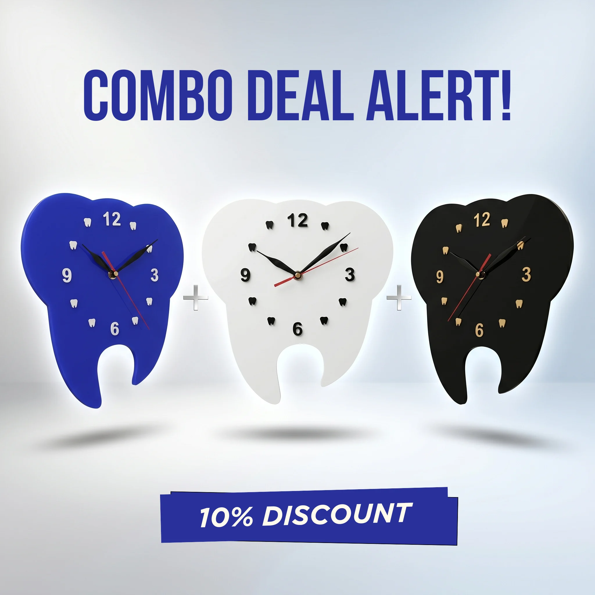 Dental Tooth Wall Clock Combo – Set of 3
