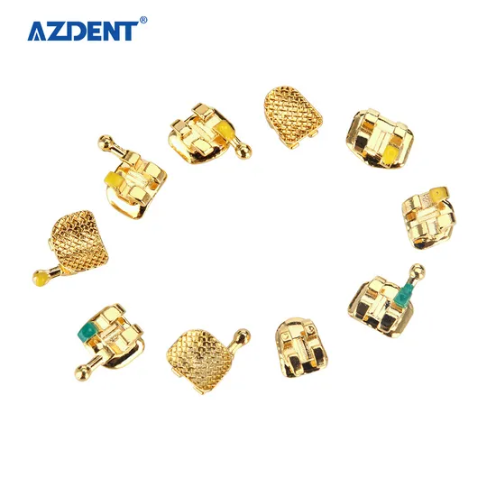24K Golden Plated Dental Roth 022 Orthodontic Metal Brackets - Image 2