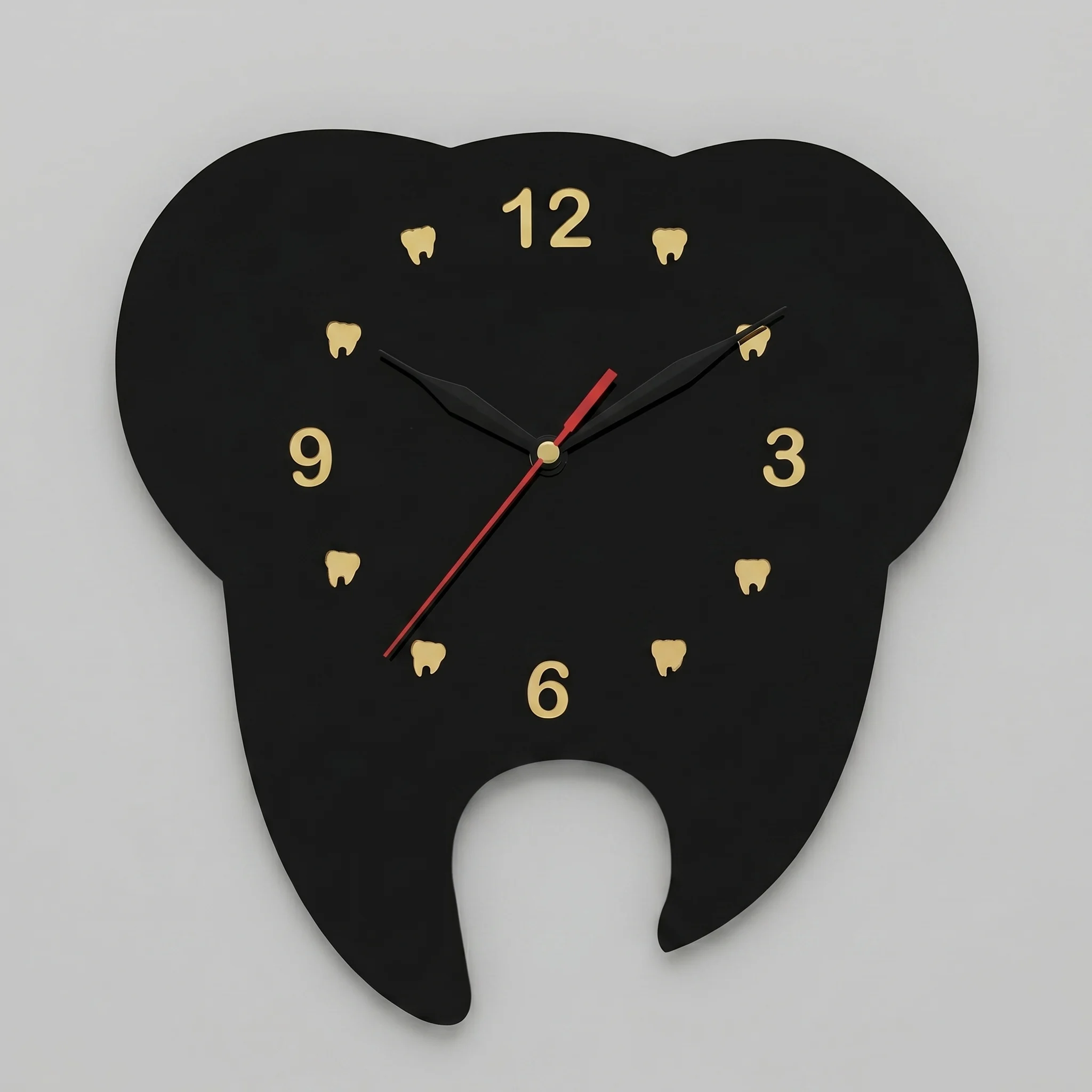 Dental Tooth Shaped Wall Clock – Black