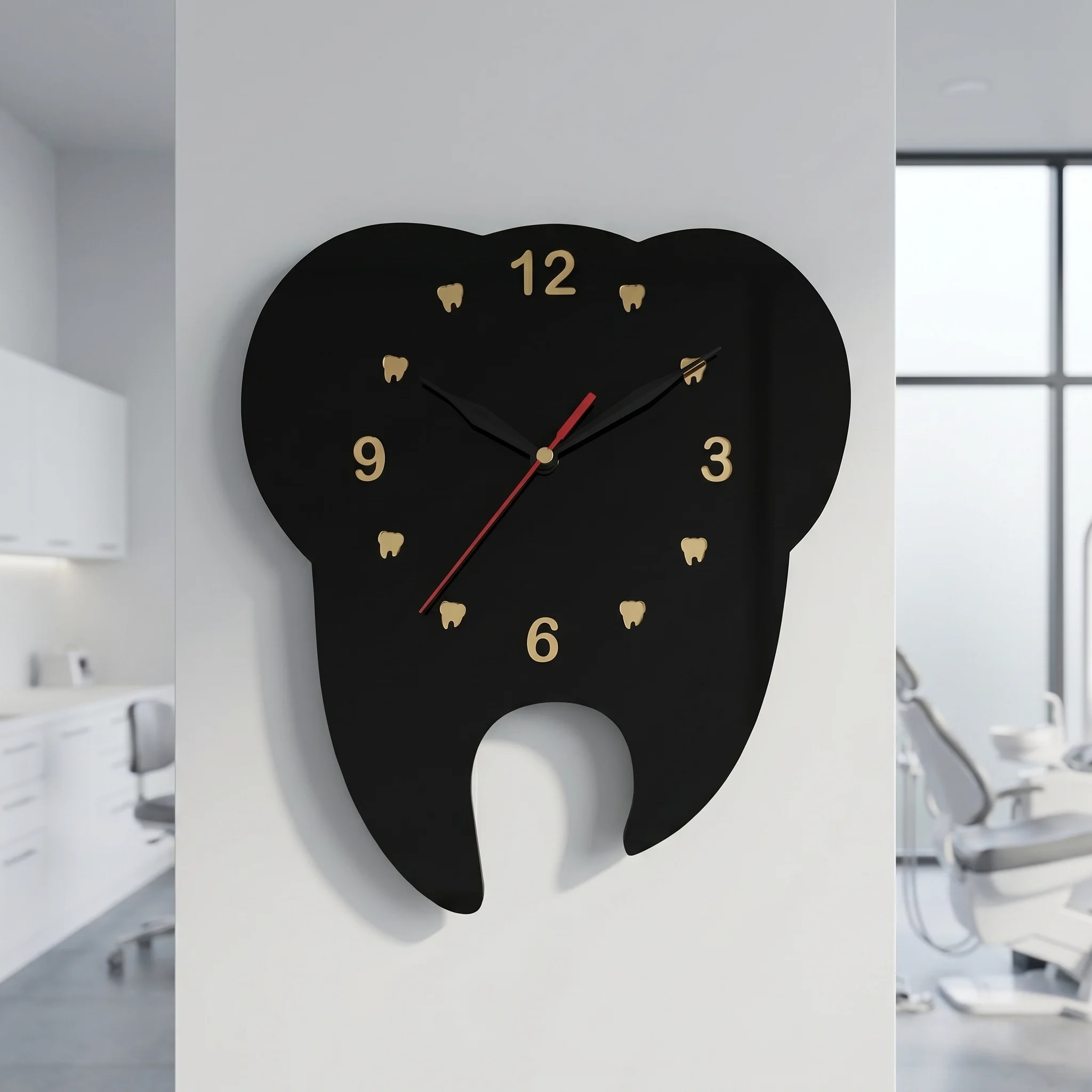 Dental Tooth Shaped Wall Clock – Black - Image 4