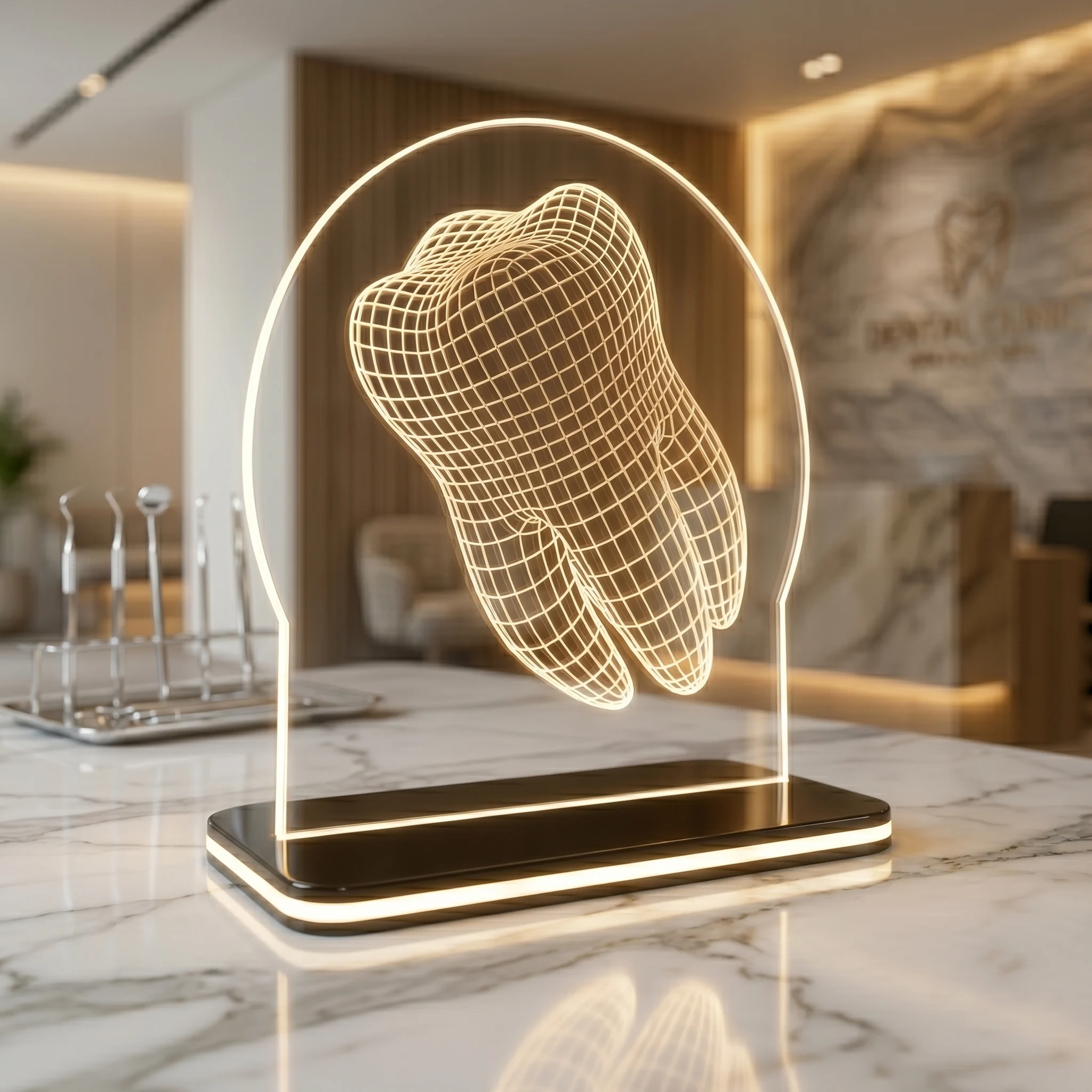 Dental Transparent LED Tooth Desk Model - Reception Decor - Image 2