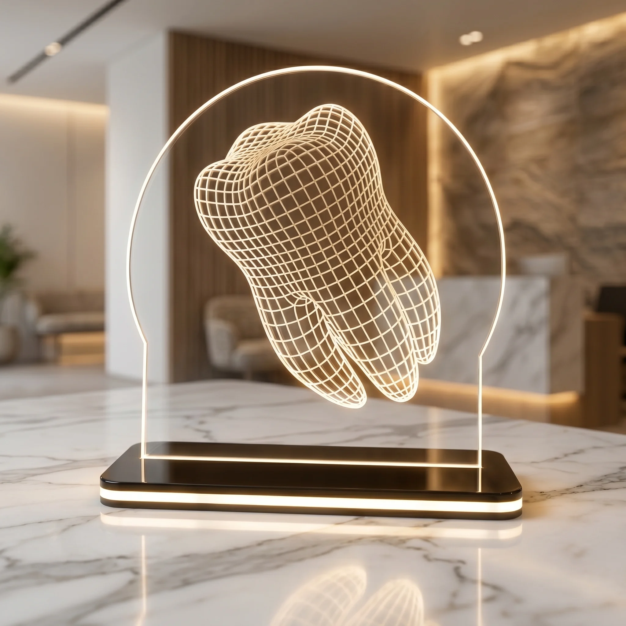 Dental Transparent LED Tooth Desk Model - Reception Decor