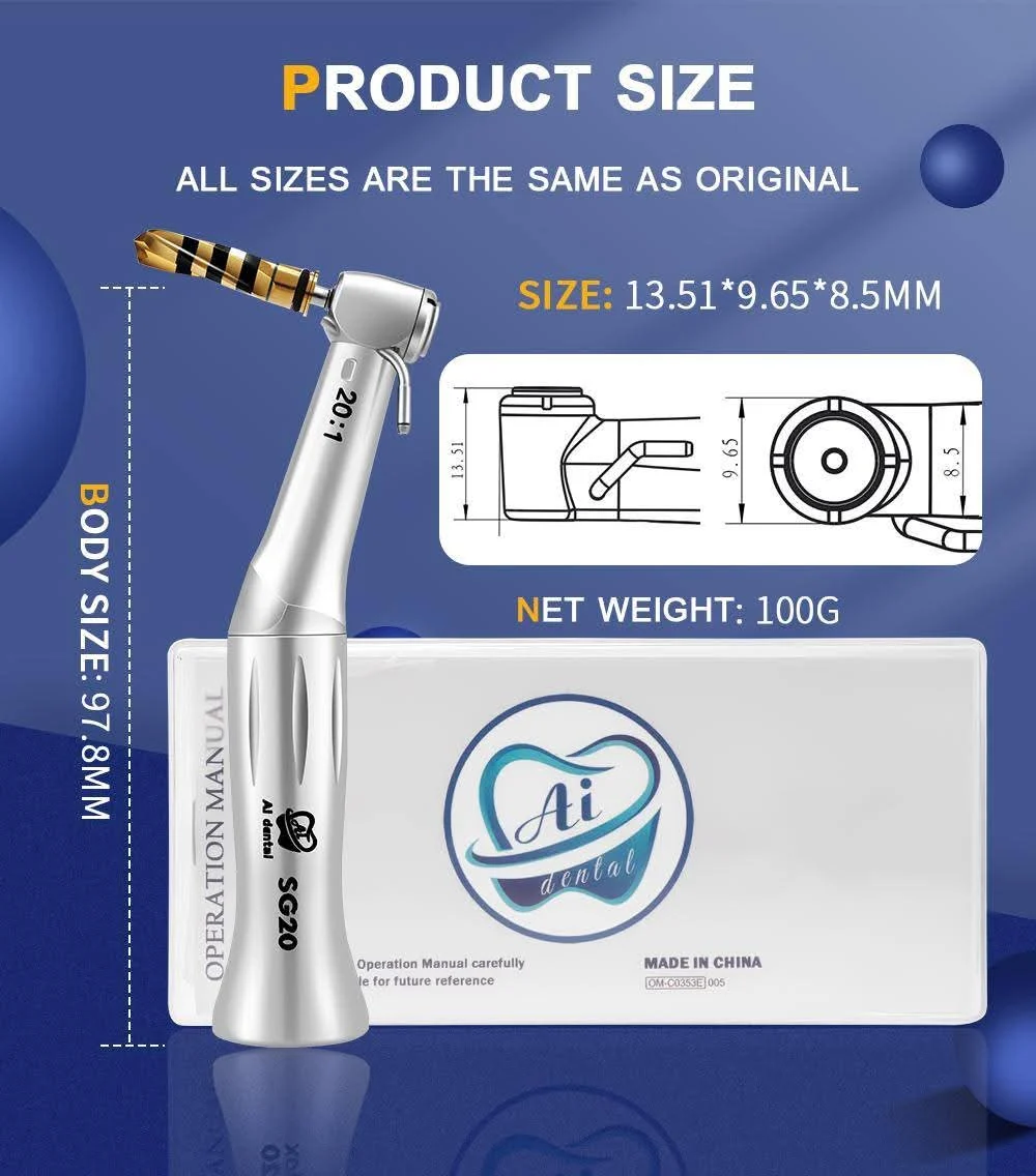 Dental Implant Handpiece 20:1 Reduction Contra Angle - Image 3