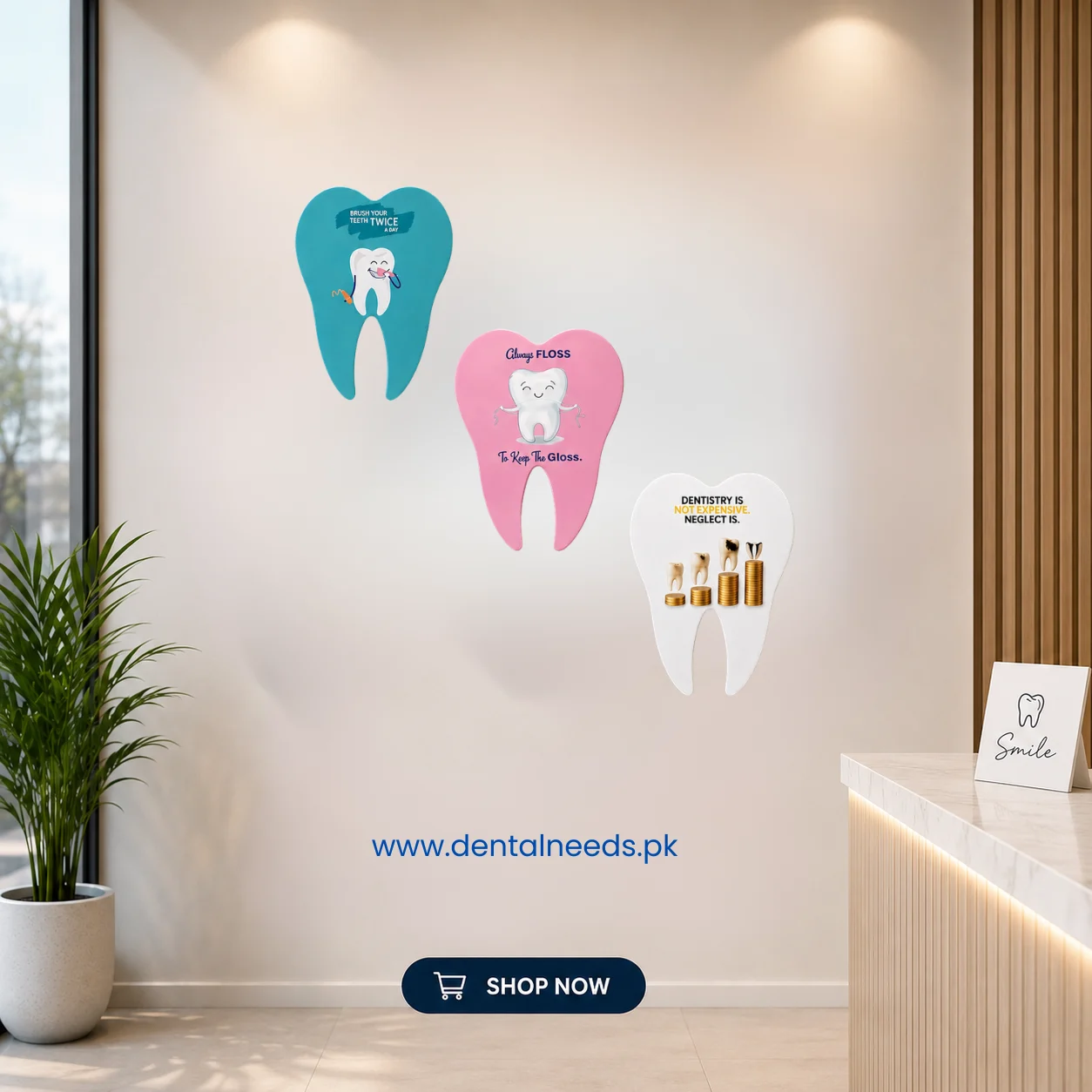 Dental Teeth Shape Wall Sign (3/Pack) - Image 3