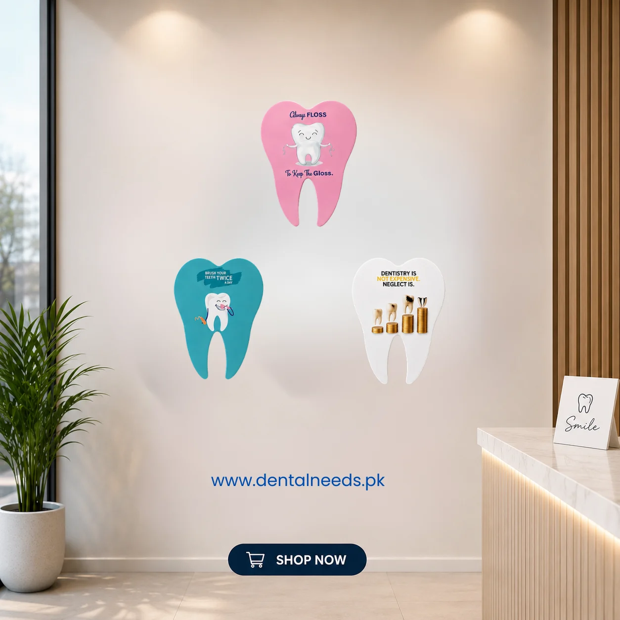 Dental Teeth Shape Wall Sign (3/Pack) - Image 2