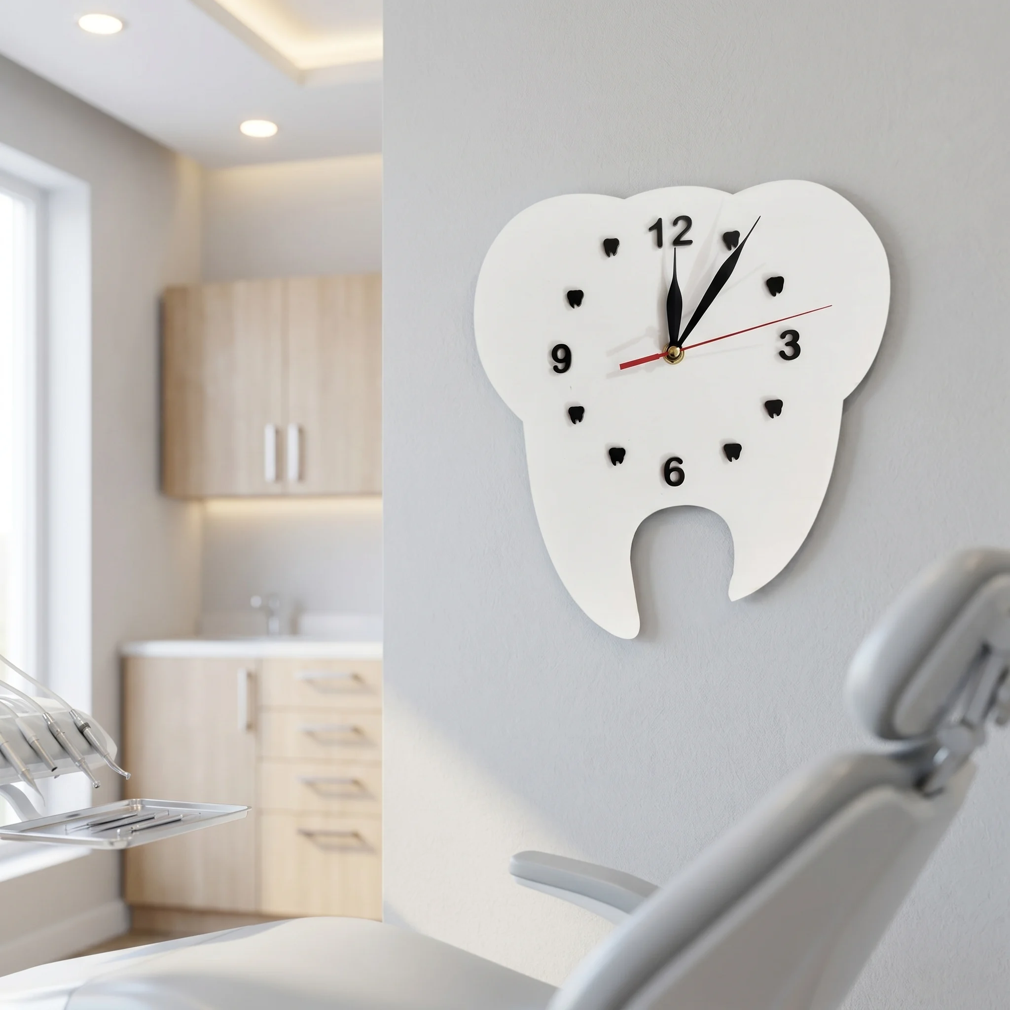 Dental Tooth Shaped Wall Clock - White - Image 2