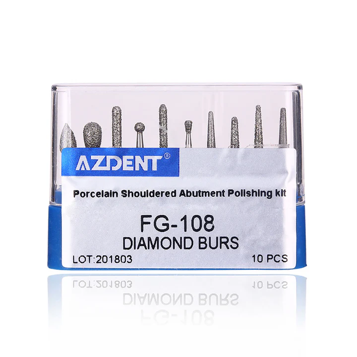 AZDENT Dental Diamond Bur FG-108 Porcelain Shouldered Abutment Polishing Kit