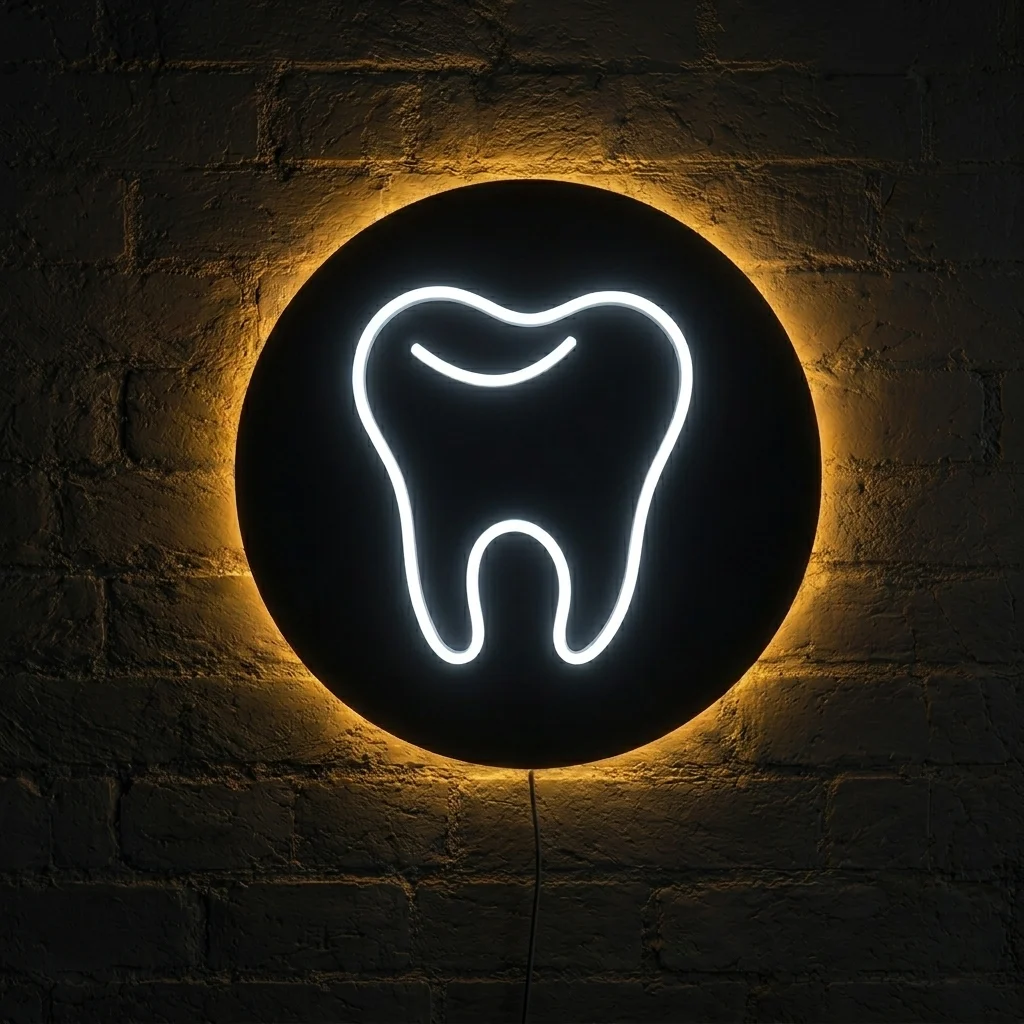 Dental Wall Tooth Neon Sign With Power Adapter