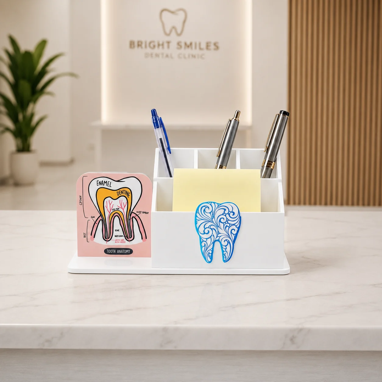 Dental Pen & Business Card Holder - For Reception Desk - Image 5