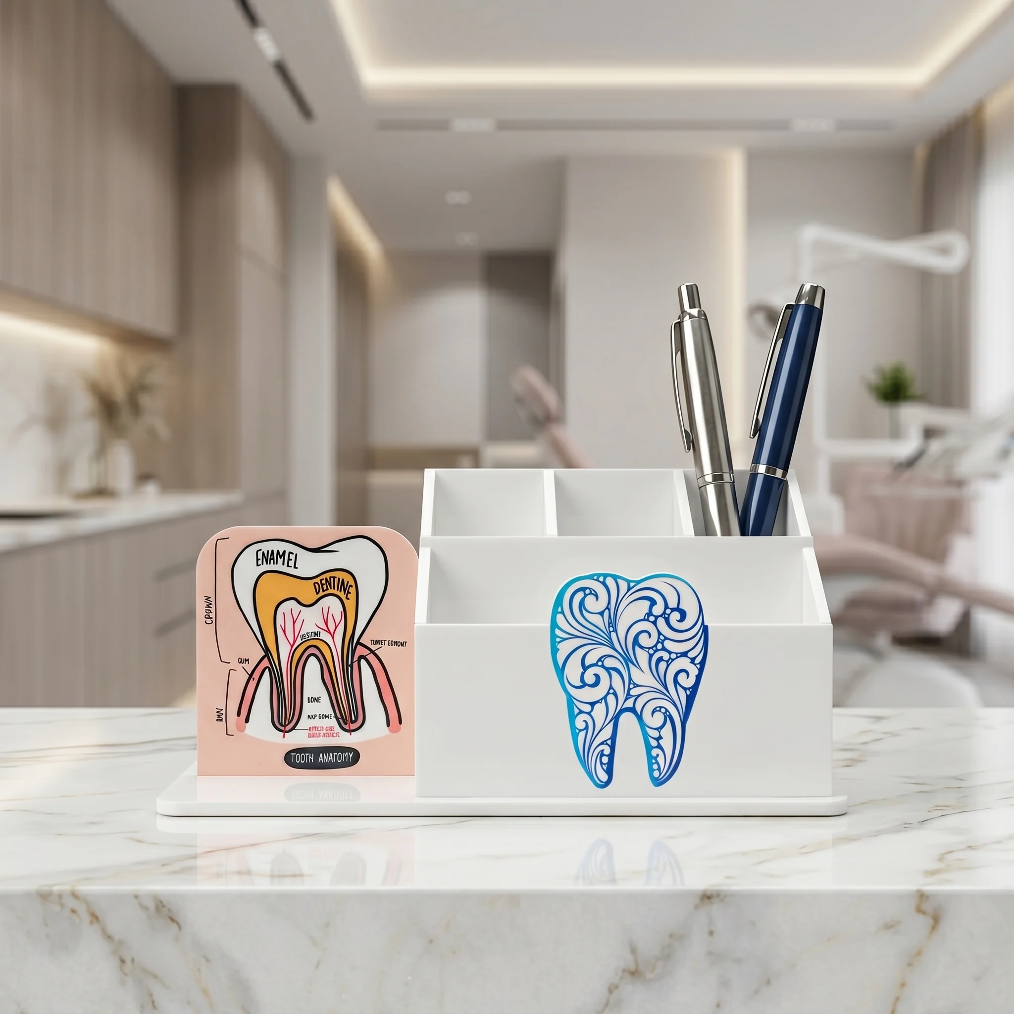 Dental Pen & Business Card Holder - For Reception Desk - Image 3
