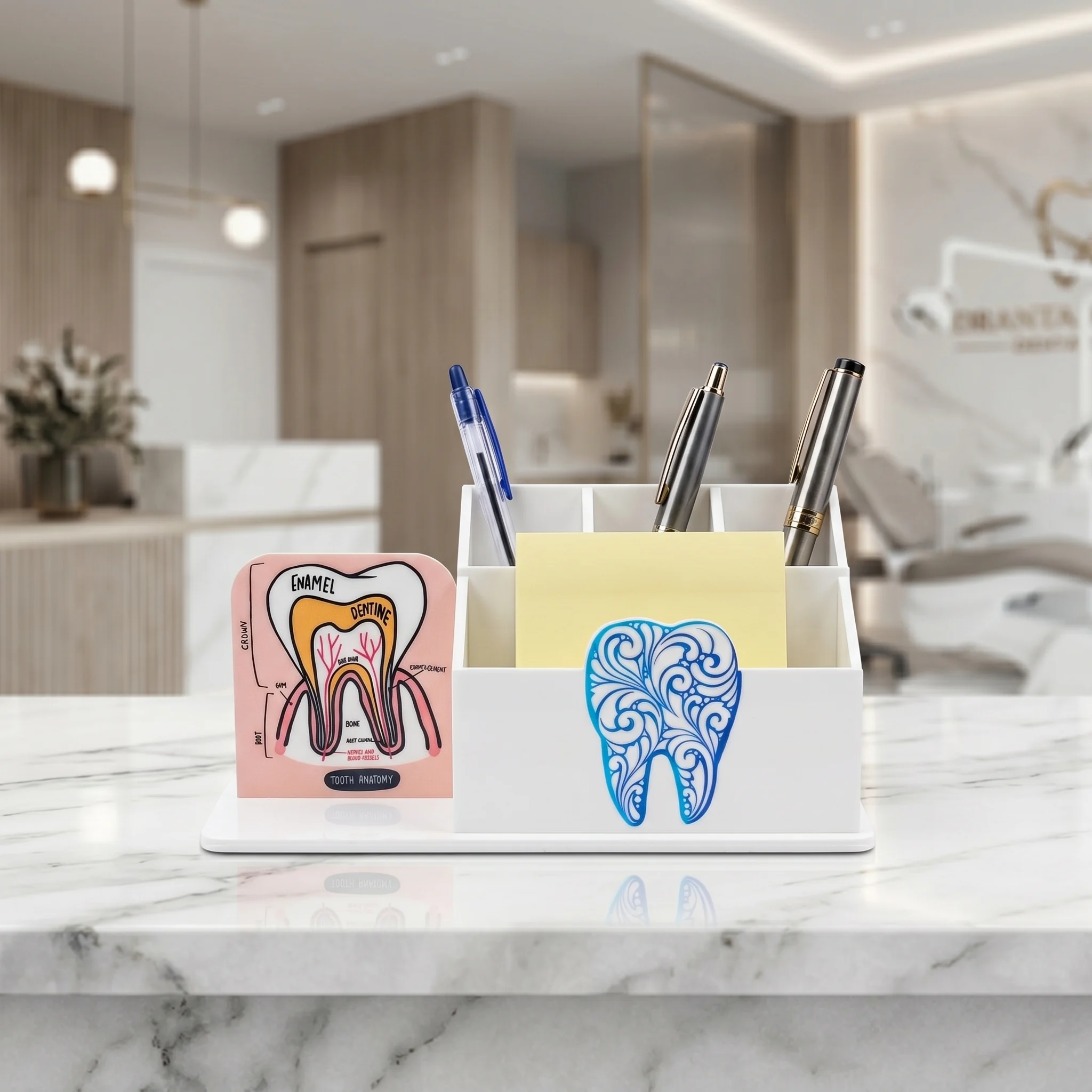 Dental Pen & Business Card Holder - For Reception Desk - Image 2