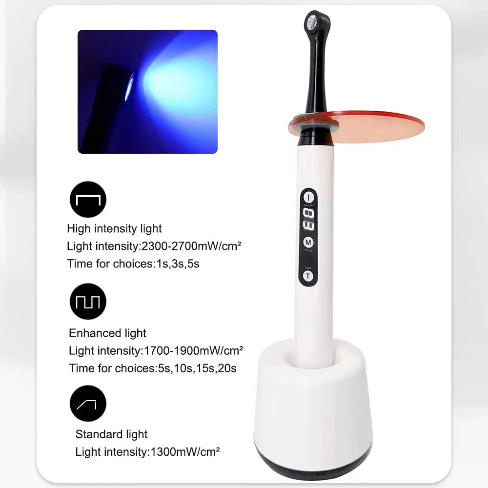 Dental curing light with settings