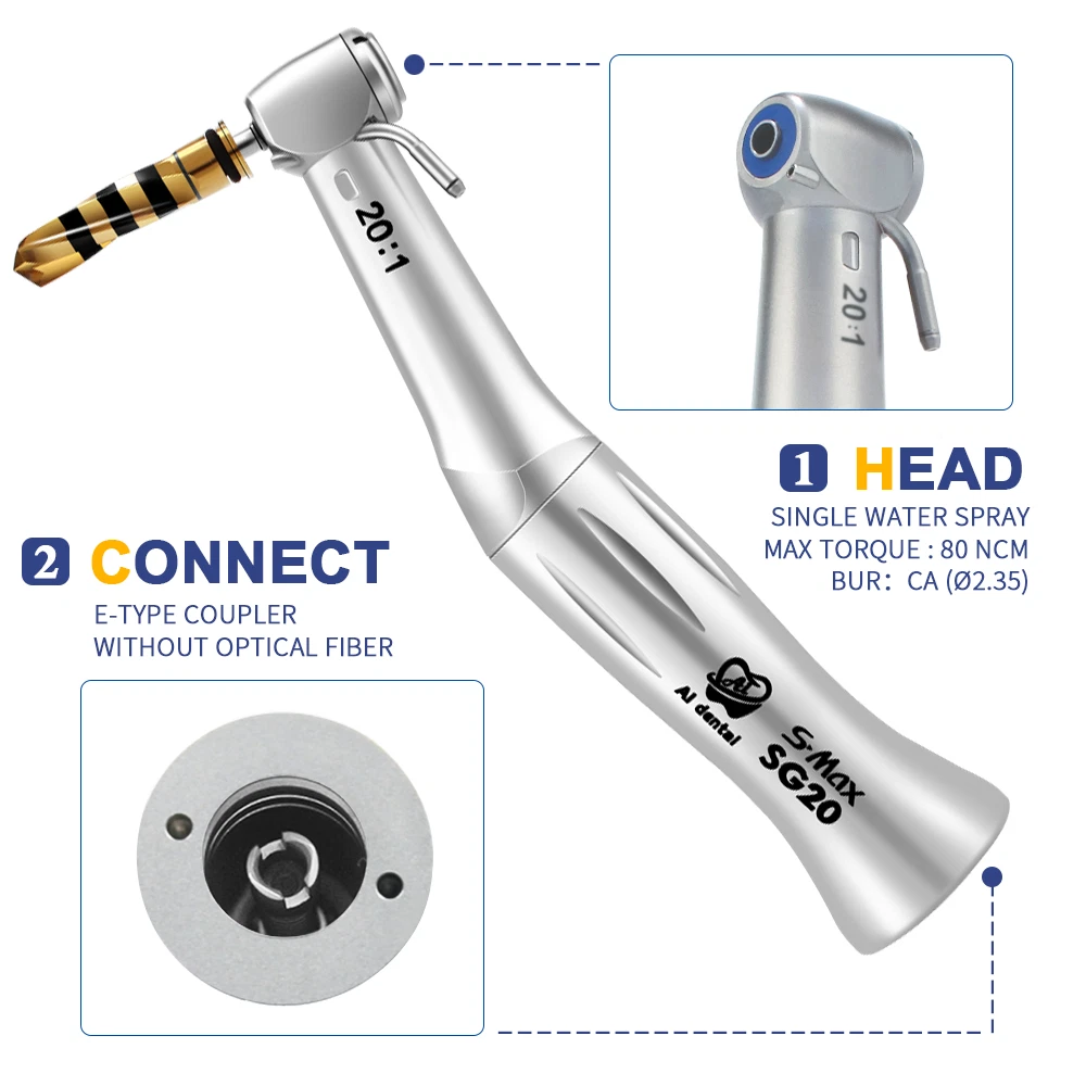 Dental Implant Handpiece 20:1 Reduction Contra Angle - Image 2