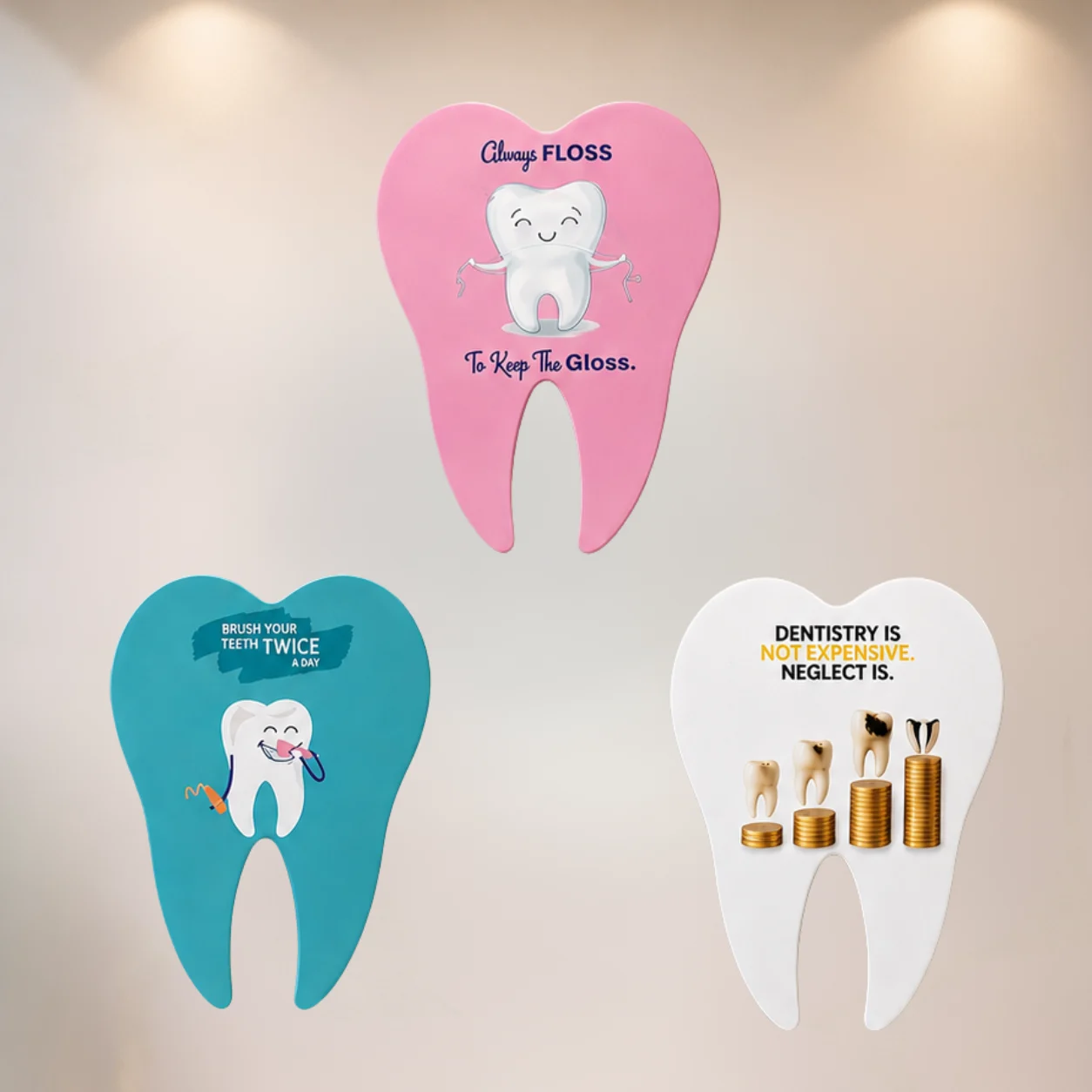 Dental Teeth Shape Wall Sign (3/Pack)