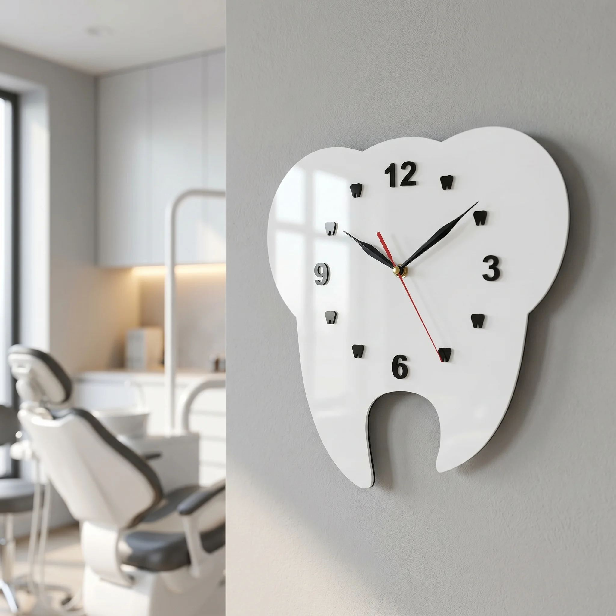 Dental Tooth Shaped Wall Clock - White - Image 4