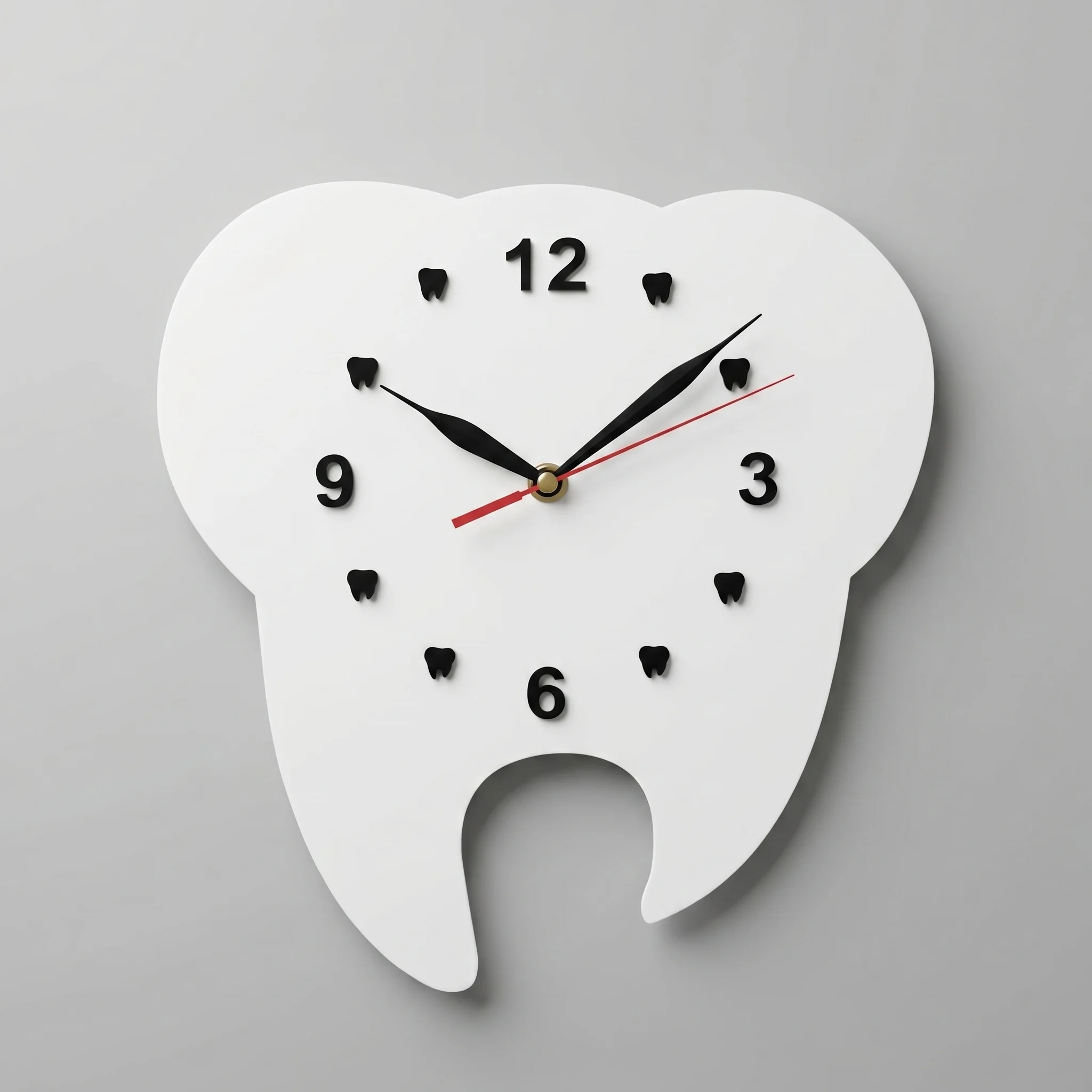 Dental Tooth Shaped Wall Clock - White